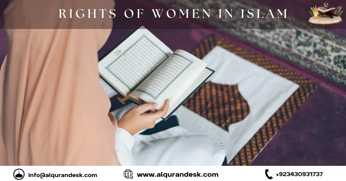 Muslim women in modest dress reading the Quran, symbolizing the rights of women in Islam according to Quran and Hadith — respect, inheritance, education, and equality.